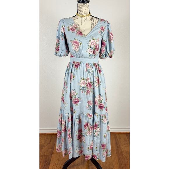 B1 Newbie Floral Maxi Dress Womens XS Cottagecore Romantic Swiftie Feminine Chic - Picture 1 of 7